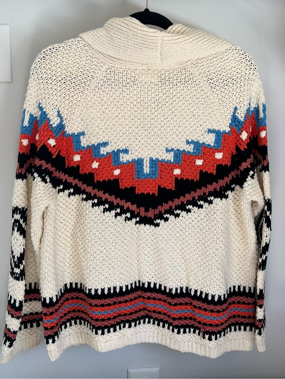 Mother The De Gaulle Shawl Collar Knit Cardigan Sweater Cream Black - Picture 5 of 9